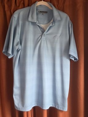 Pebble Beach Men's Light Blue Striped Polo